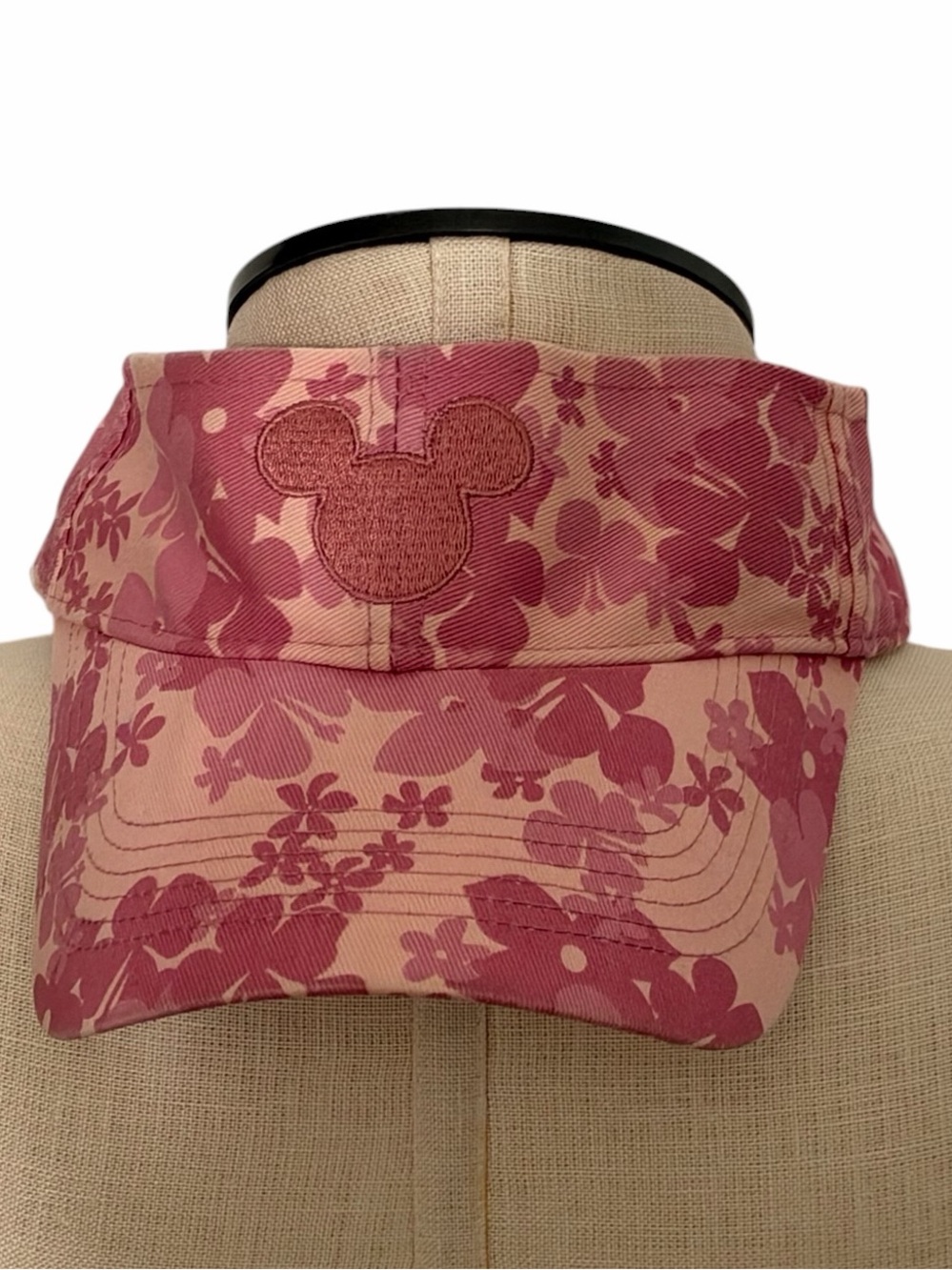 Disney Rose Pink Floral Visor with Embroidered Mickey